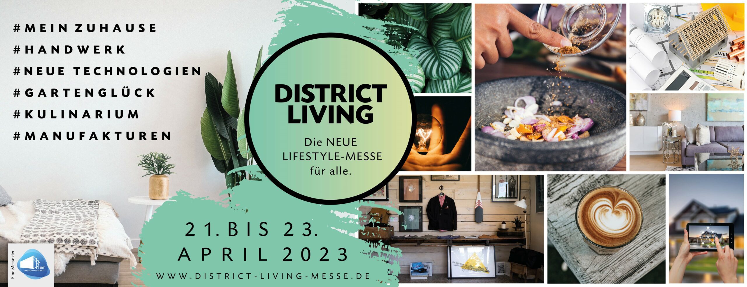 Flyer Veranstaltungsinfo zur Messe District Living